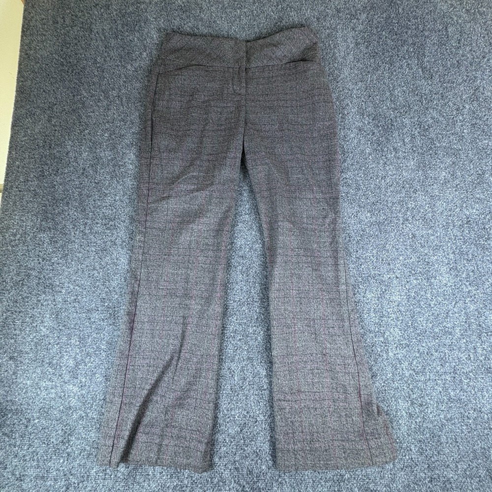 Ann Taylor Loft Curvy‎ Pants Womens 0 Gray Plaid Rayon Stretch High Waist Career